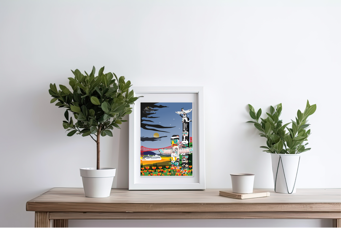 Nighttime art print of Stanley Park by New Klondike Arts and Media, featuring a scenic view in a 5x7 size.