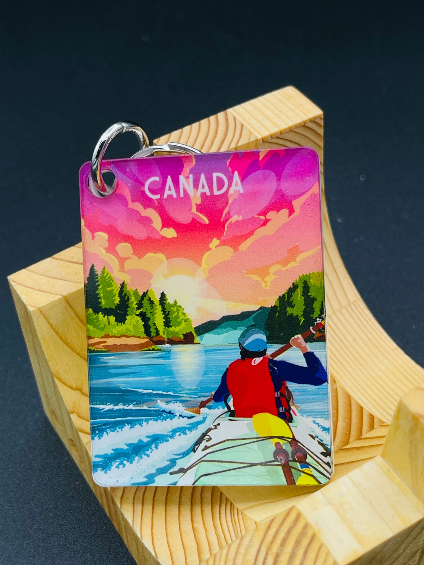 Deep Cove Vancouver art key chain by New Klondike Arts and Media featuring scenic mountain and water design.