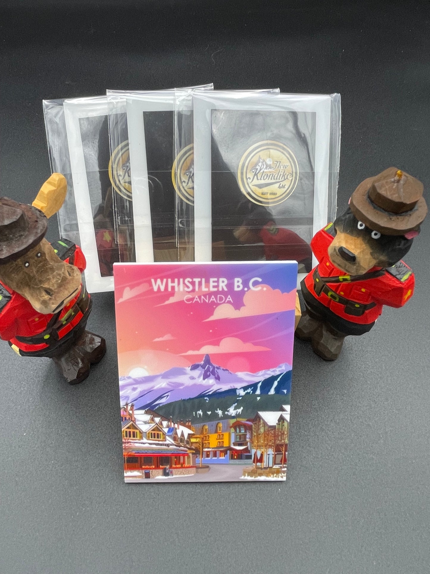 Whistler Village Vancouver fridge magnet by New Klondike Arts and Media, featuring scenic mountain and village views.