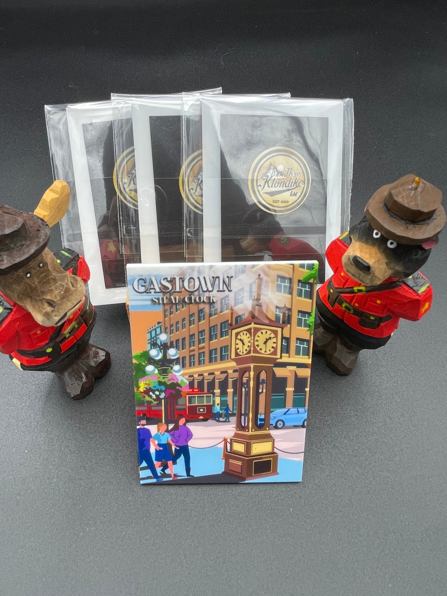 Vancouver Gastown fridge magnet by New Klondike Arts and Media featuring iconic Gastown scene and historic architecture.