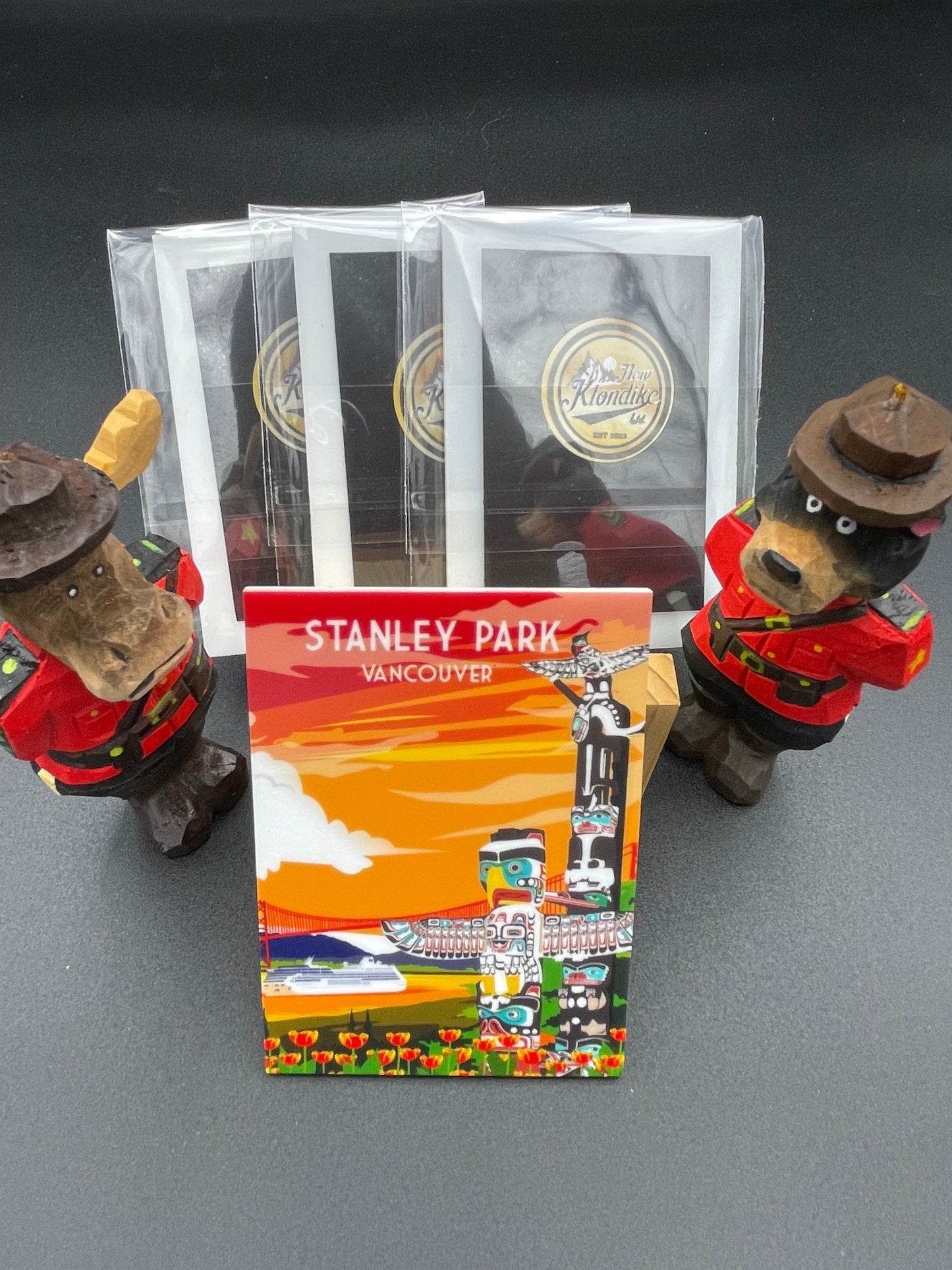 Colorful Stanley Park Vancouver fridge magnet by New Klondike Arts and Media, featuring scenic design and vibrant artwork.
