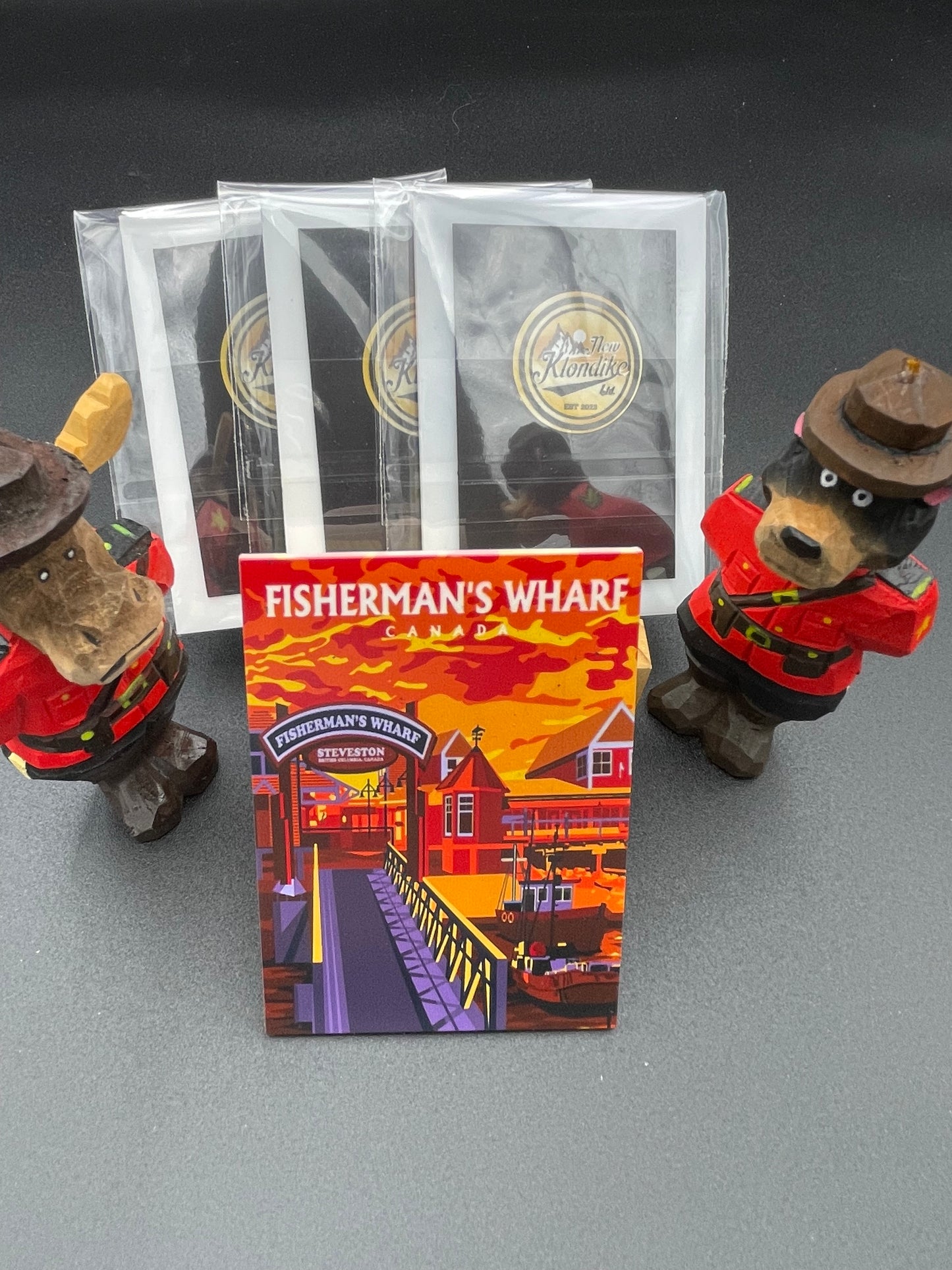 Fisherman's Warf fridge magnet from Richmond, Canada, featuring maritime scene, by New Klondike Arts and Media.