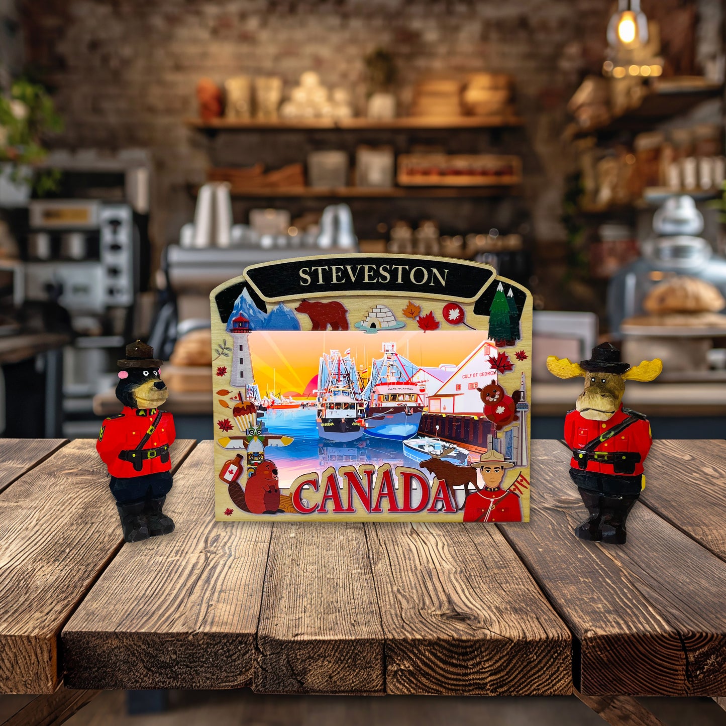 Light Up Shadow Box featuring Steveston Georgia Cannery by New Klondike Arts and Media, with illuminated design and detailed craftsmanship.