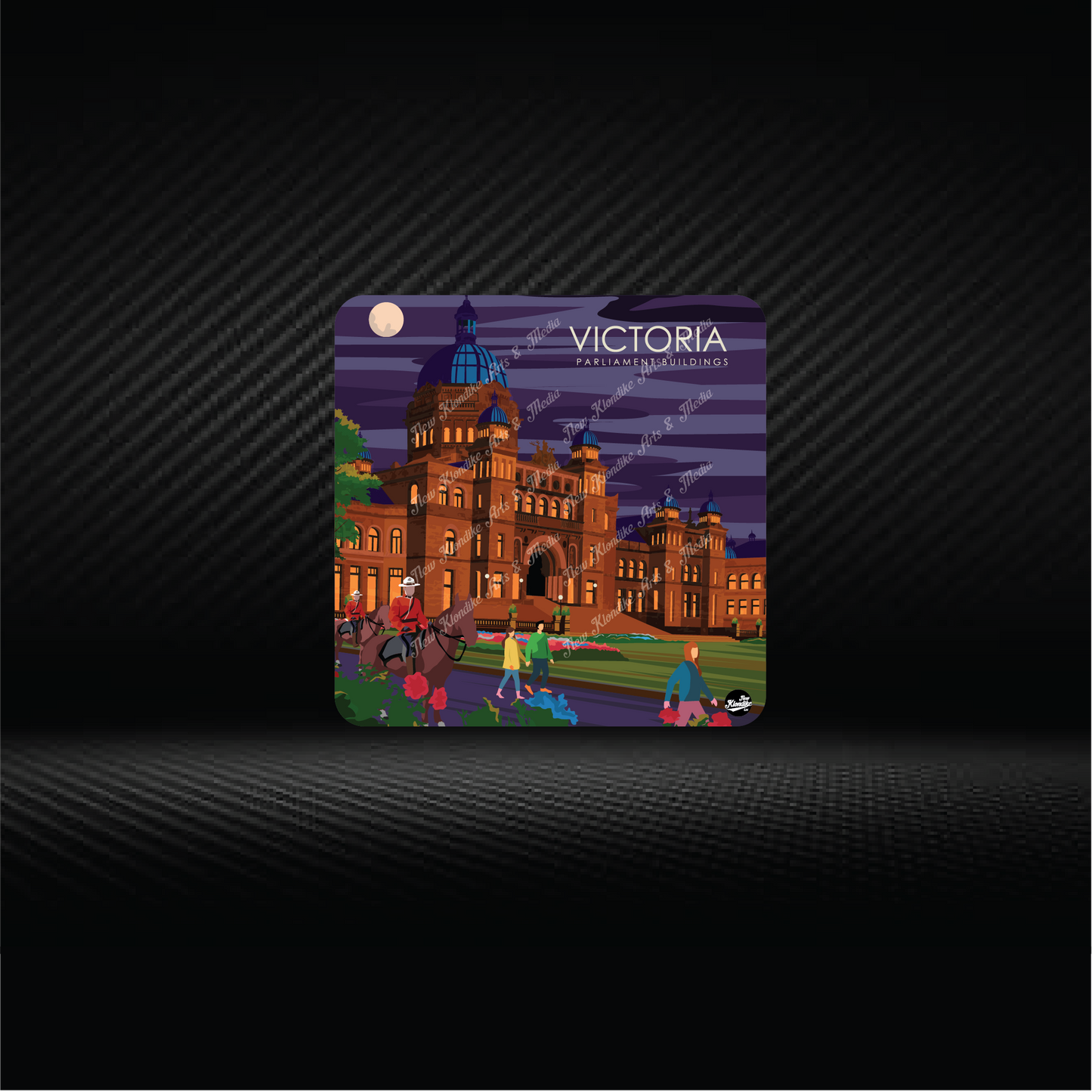 Art coaster featuring a scenic view of Victoria, BC, Canada, created by New Klondike Arts and Media.