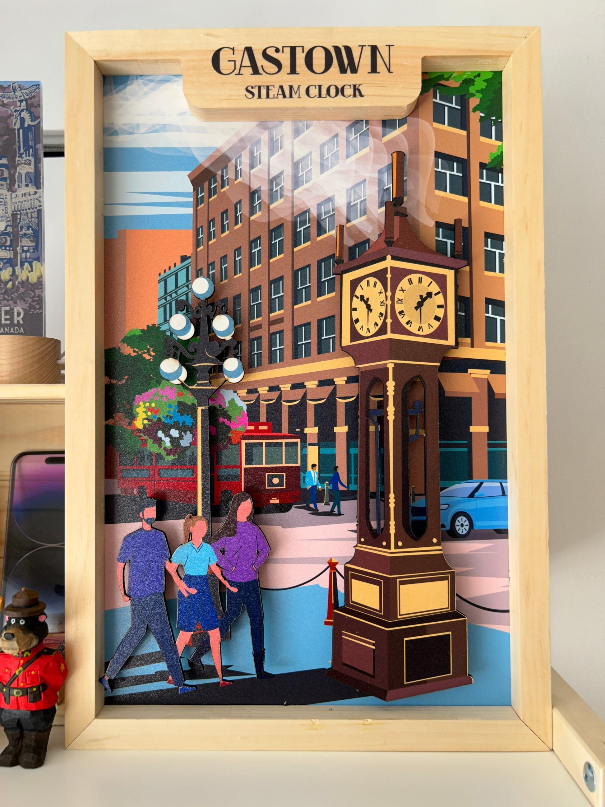 3D shade box - Gastown Steam Clock - New Klondike Arts and Media