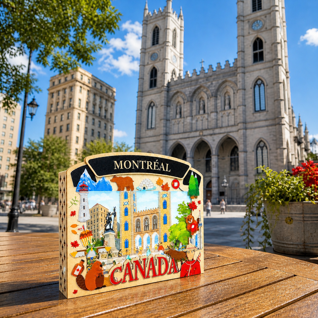 Light Up Shadow Box featuring Notre-Dame Basilica of Montreal, by New Klondike Arts and Media, illuminated and detailed view.