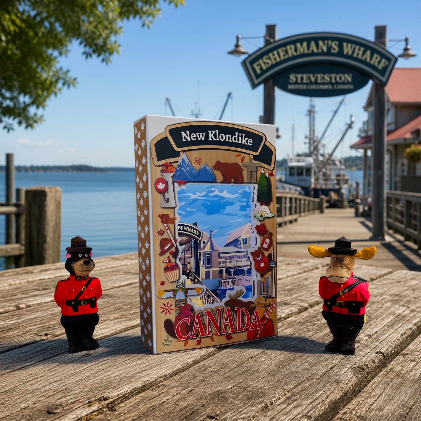 Light Up shadow box featuring Fisherman’s Wharf scene from Steveston, by New Klondike Arts and Media
