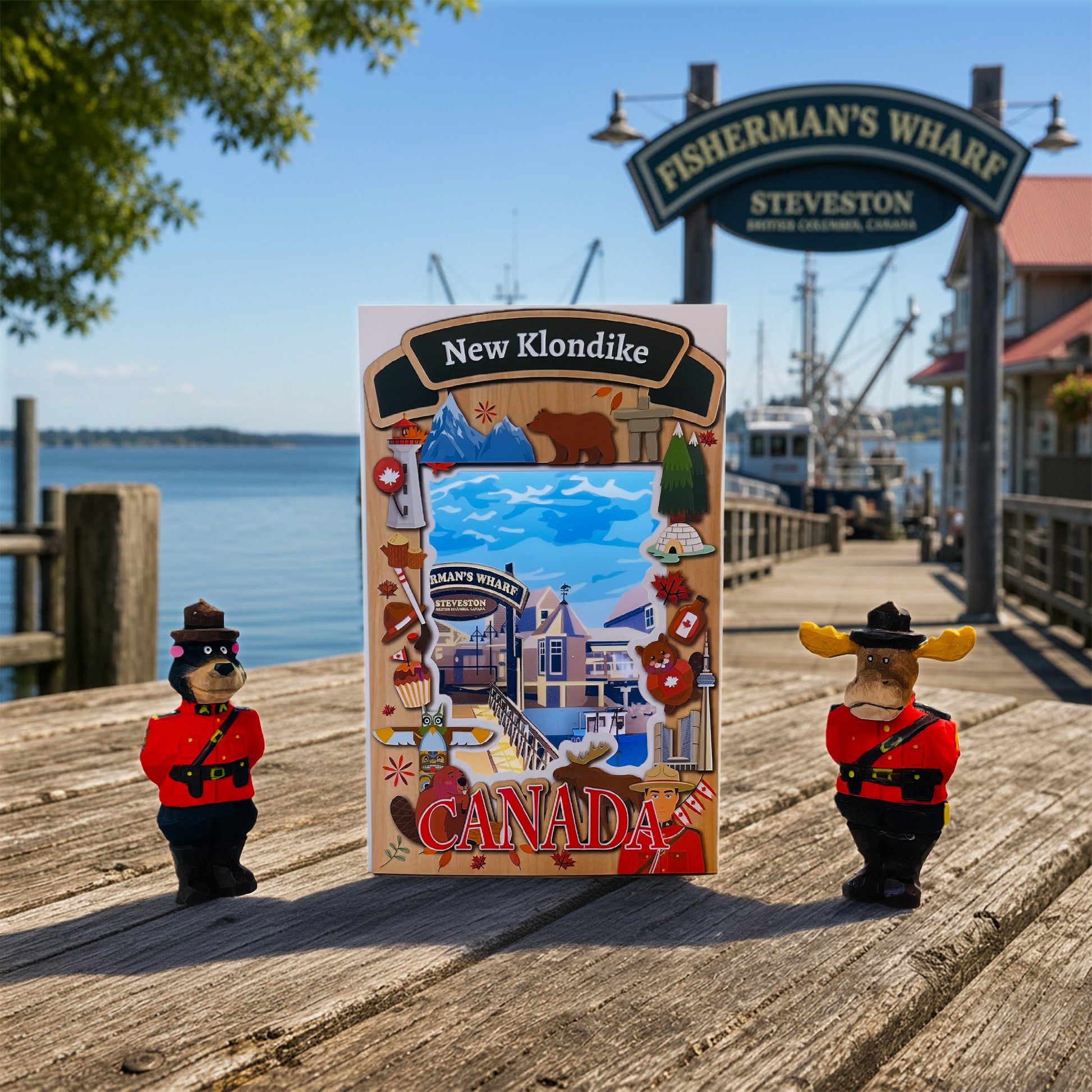 Light Up Shadow Box featuring a Fisherman’s Wharf scene by New Klondike Arts and Media, with illuminated maritime artwork.