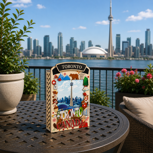 Light Up Shadow Box featuring Toronto CN Tower by New Klondike Arts and Media, with illuminated design and detailed cityscape scene.