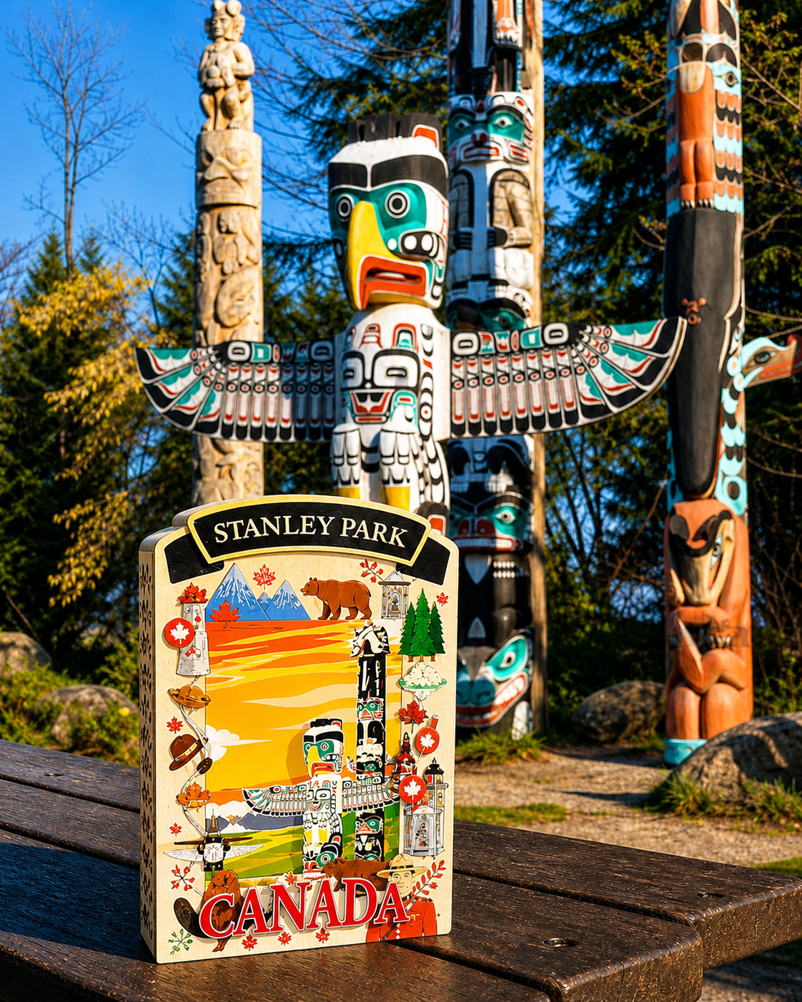 Light Up Shadow Box featuring Stanley Park scene by New Klondike Arts and Media, with illuminated design and detailed artwork.