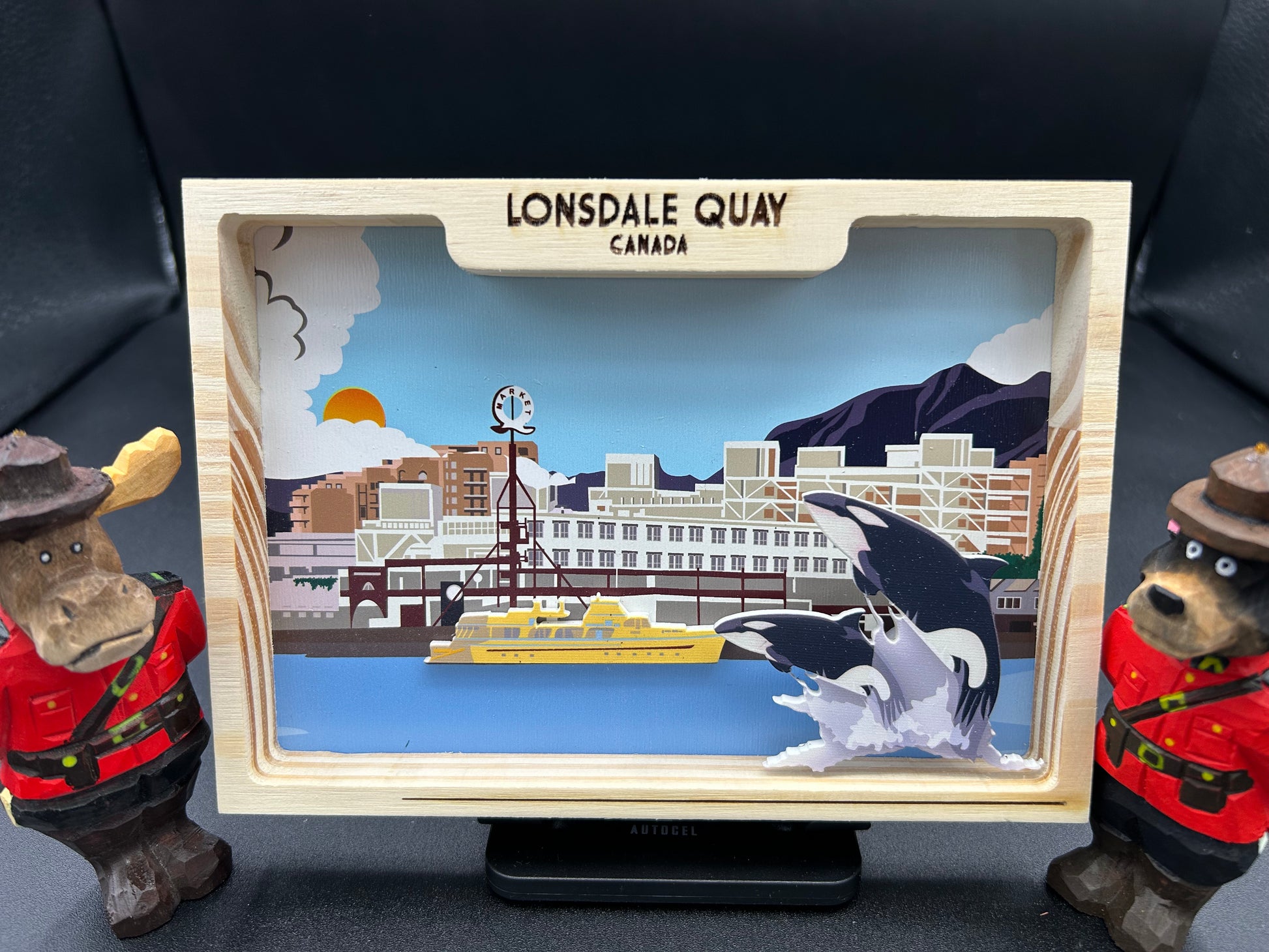 3D Shade Box-Lonsdale Quay and Orca- 5"x7" Hand Made. - New Klondike Arts and Media