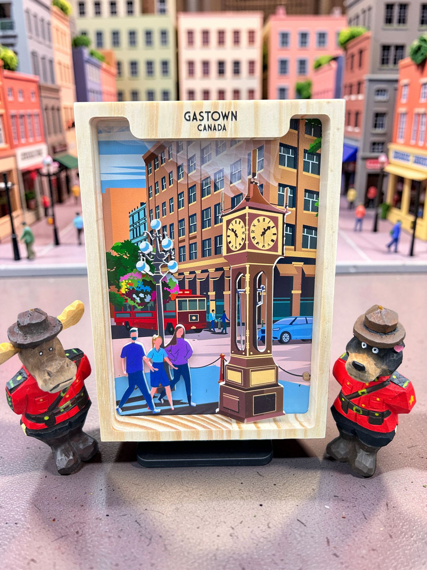 Handmade 5x7 shadow box by New Klondike Arts and Media, featuring a crafted display with a dark frame and art arrangement.