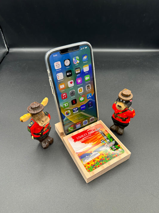 Wood Cell Phone Stand-Stanley Park(Sunrise)