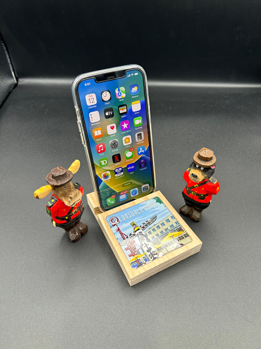 Wood Cell Phone Stand-Lonsdale Quay Totem(Day time)