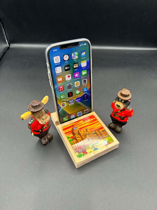 Wood Cell Phone Stand-Victoria Parliament Building(Sunrise)