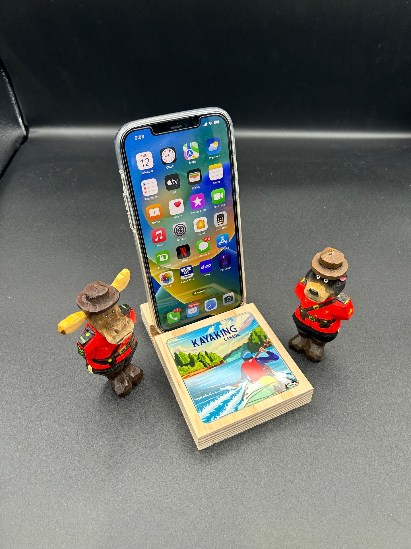 Wood Cell Phone Stand-Deep Cove Kayaking