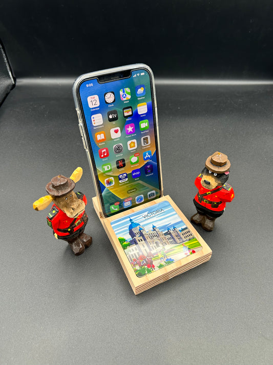 Wood Cell Phone Stand-Victoria Parliament Building(Daytime)