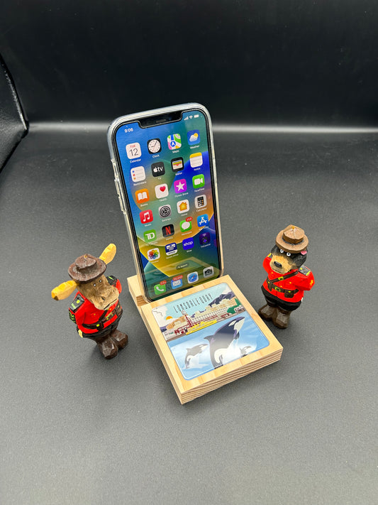 Wood Cell Phone Stand-Lonsdale Quay Orca