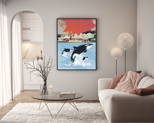 Art Prints-Lonsdale Quay with Orca, North Vancouver, Canada