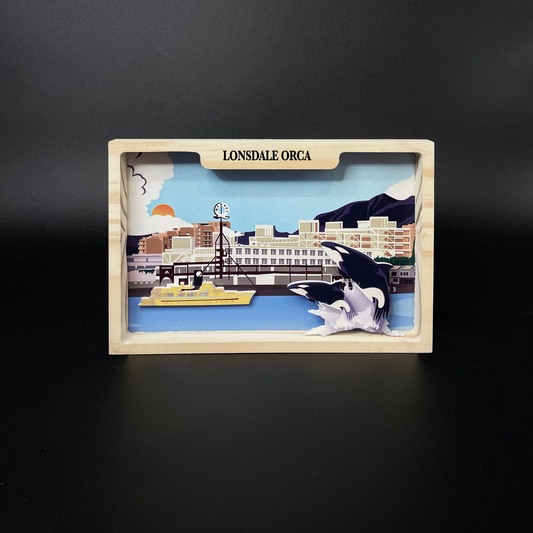 3D Shade Box-Lonsdale Quay and Orca- 5"x7" Hand Made.