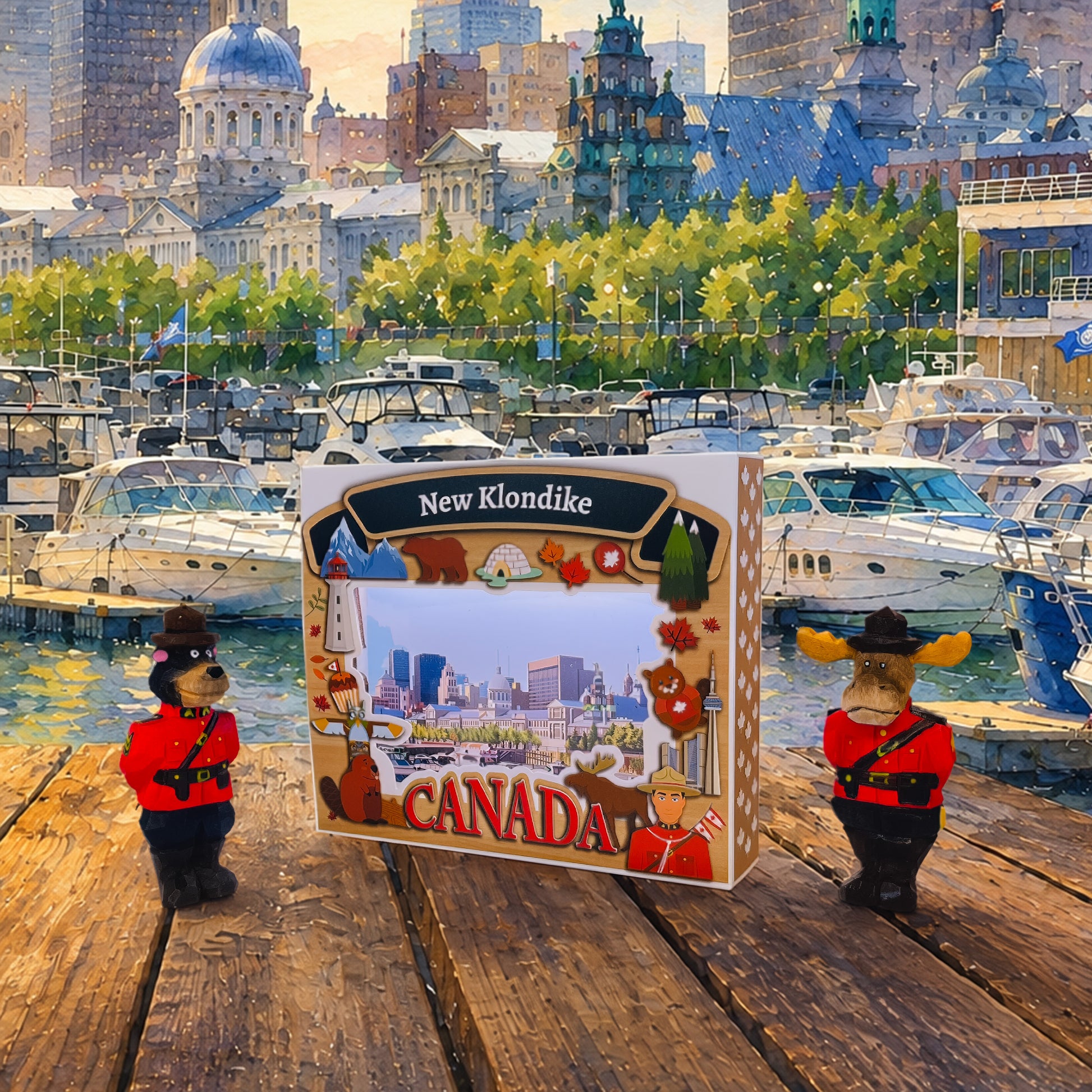 Light Up Shadow Box featuring the Old Port of Montreal with illuminated details by New Klondike Arts and Media.