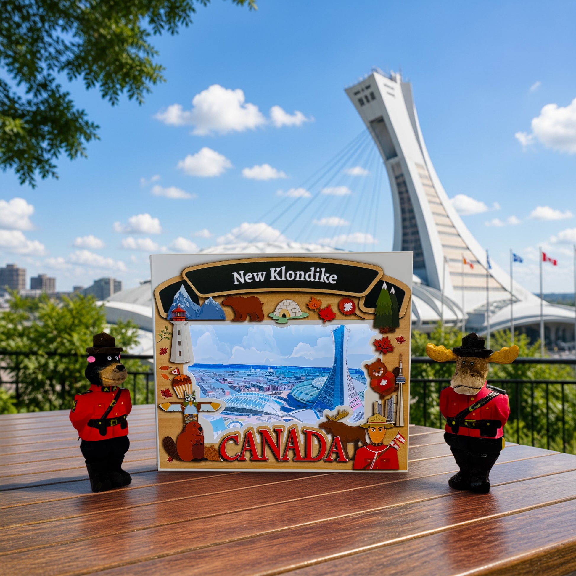 Light Up Shadow Box featuring Montreal Olympic Stadium by New Klondike Arts and Media, with illuminated design and detailed architecture.