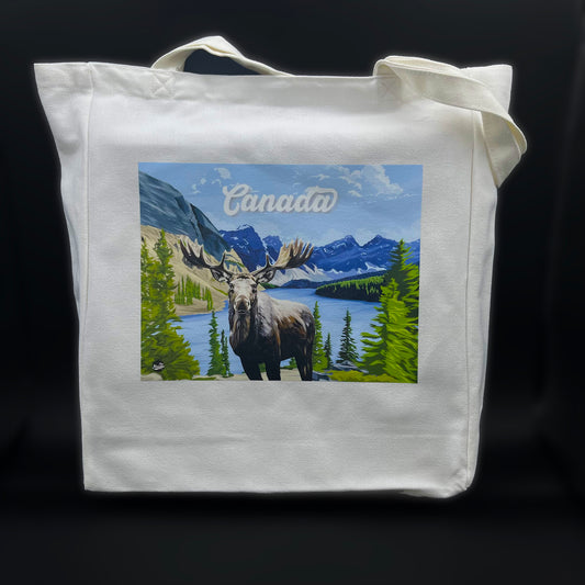 Tote Bag-Canadian Rockies-Moose-Canada