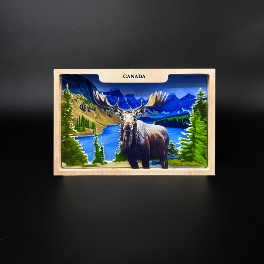 3D Shade Box-Moose-Canadian Rockie- 5"x7" Hand Made