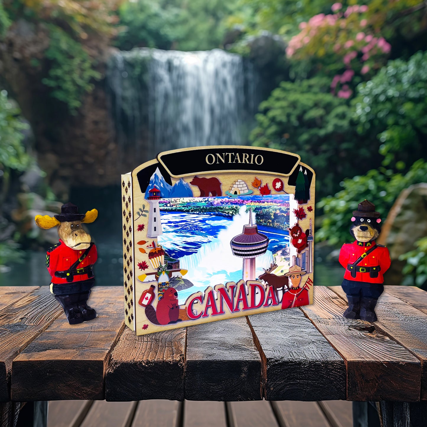 Light Up Shadow Box featuring Niagara Falls scene by New Klondike Arts and Media, showcasing illuminated artwork of Ontario's iconic waterfall.