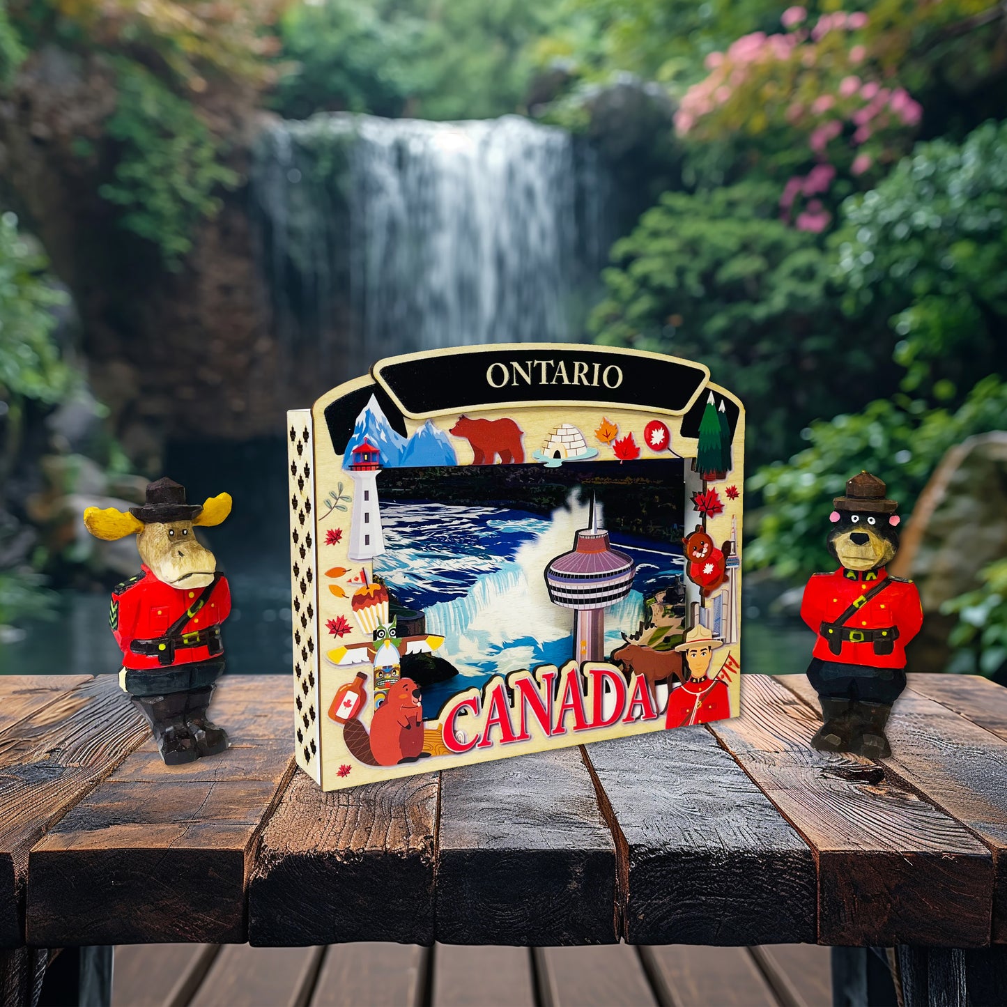Light Up Shadow Box featuring a Niagara Falls scene by New Klondike Arts and Media, showcasing illuminated shadow art display.