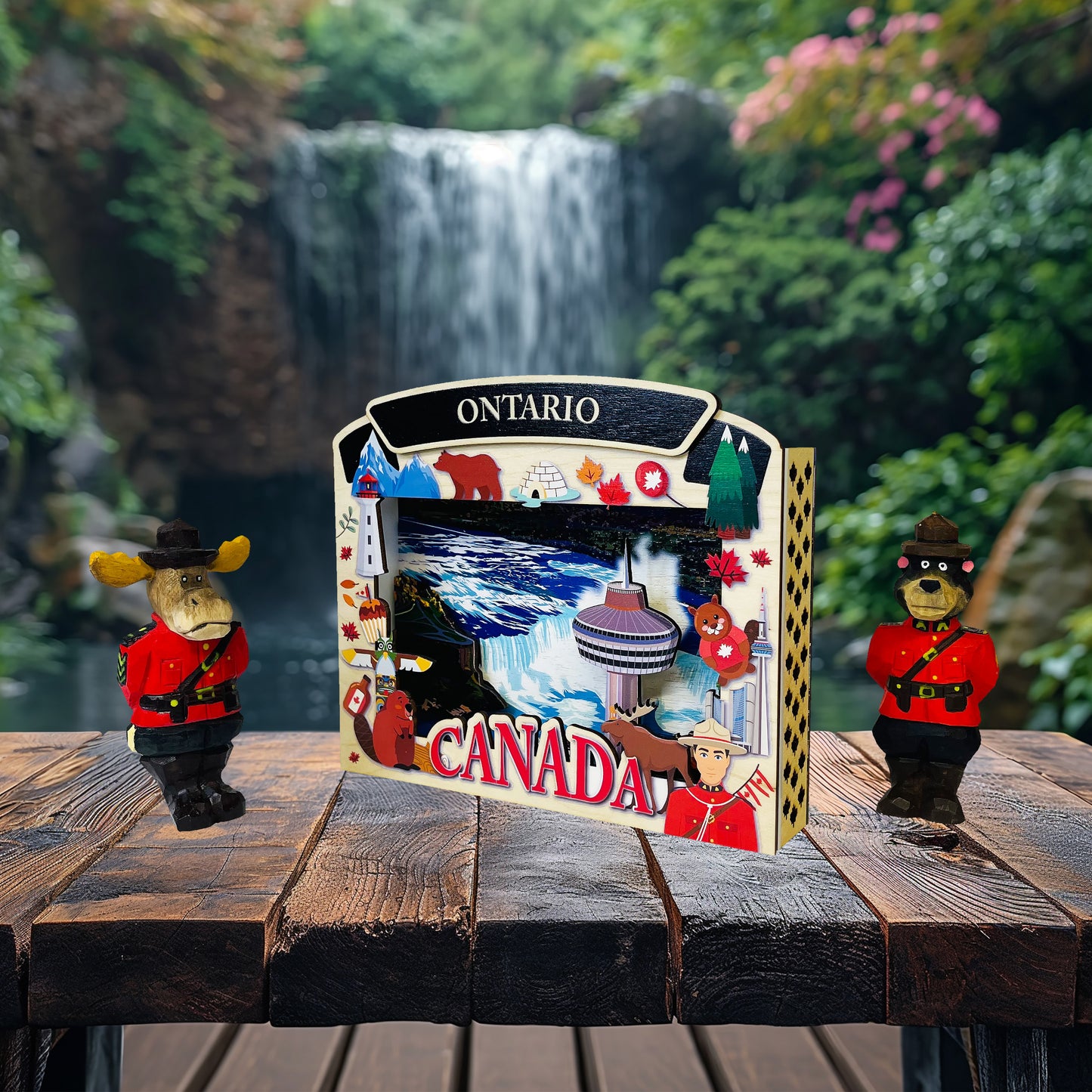 Light Up Shadow Box featuring Niagara Falls scene by New Klondike Arts and Media, showcasing illuminated artwork with vibrant details.