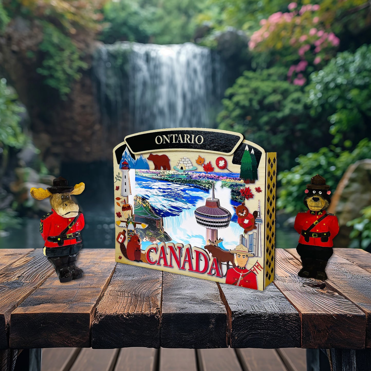 Light Up Shadow Box featuring Niagara Falls scenery by New Klondike Arts and Media, illuminated display with vibrant details.