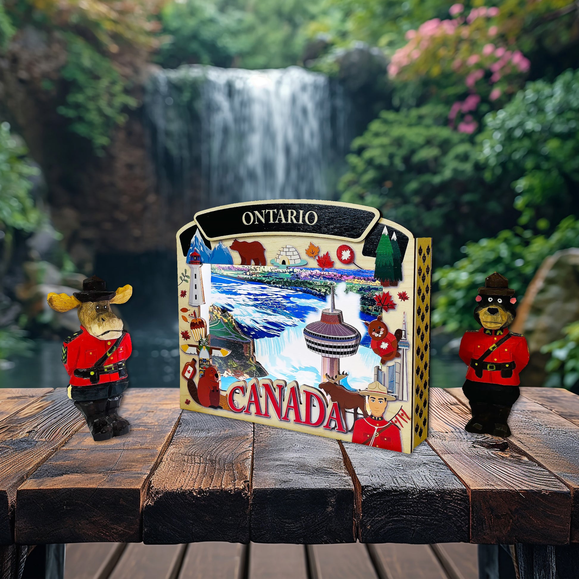 Light Up Shadow Box featuring Niagara Falls scenery by New Klondike Arts and Media, illuminated display with vibrant details.