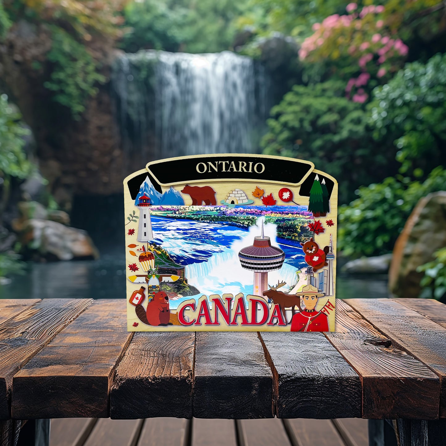 Light Up Shadow Box by New Klondike Arts featuring Niagara Falls scene in Ontario, illuminated shadow box display.