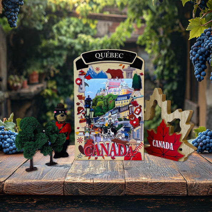 Light Up Shadow Box featuring a scenic view of Old Quebec with illuminated details, by New Klondike Arts and Media.