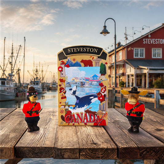 Light Up Shadow Box featuring a Steveston orca design by New Klondike Arts and Media, illuminated shadow box display.