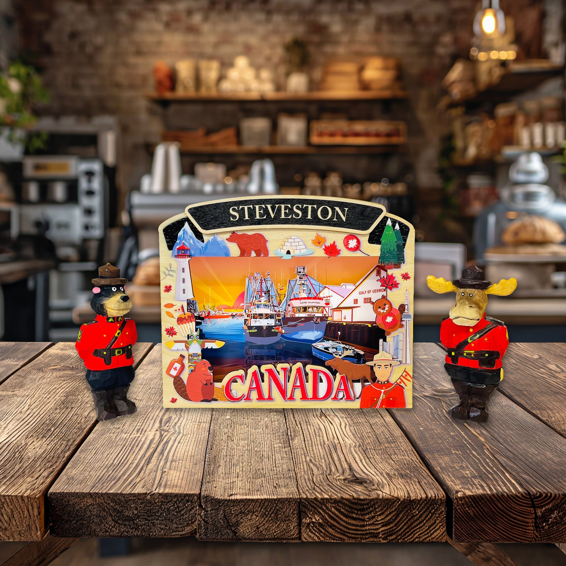 Light Up Shadow Box featuring Steveston Georgia Cannery, created by New Klondike Arts and Media, showcasing a detailed scene.